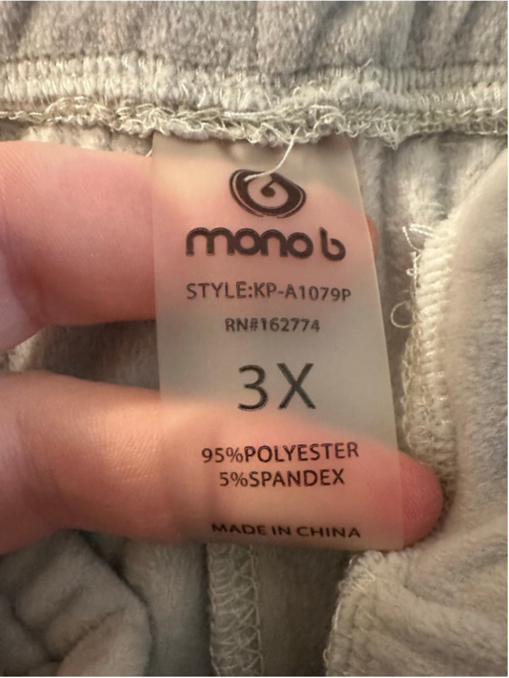 Mono B Buttery Soft Velour Joggers 3X Urban Grey Athleisure Lounge Pants - Picture 5 of 6
